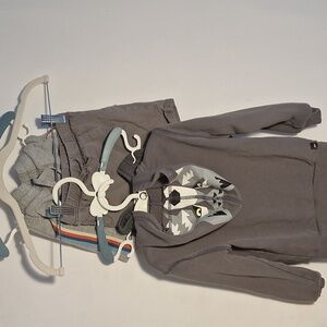 Tea Collection Boys 3 Lot Of Outfut Sets Wolf Hoodie Gray Outfit Set with Hat